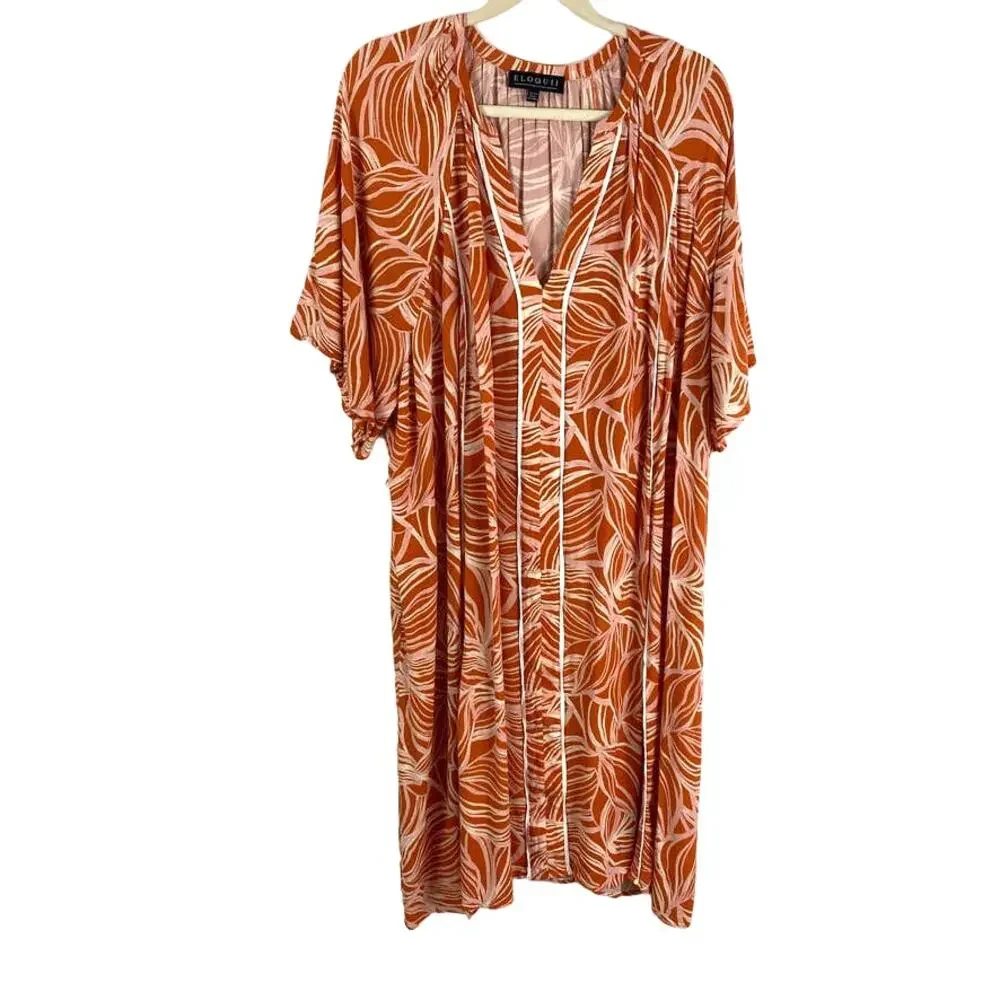 Eloquii Tropical Shift Dress Orange 22/24